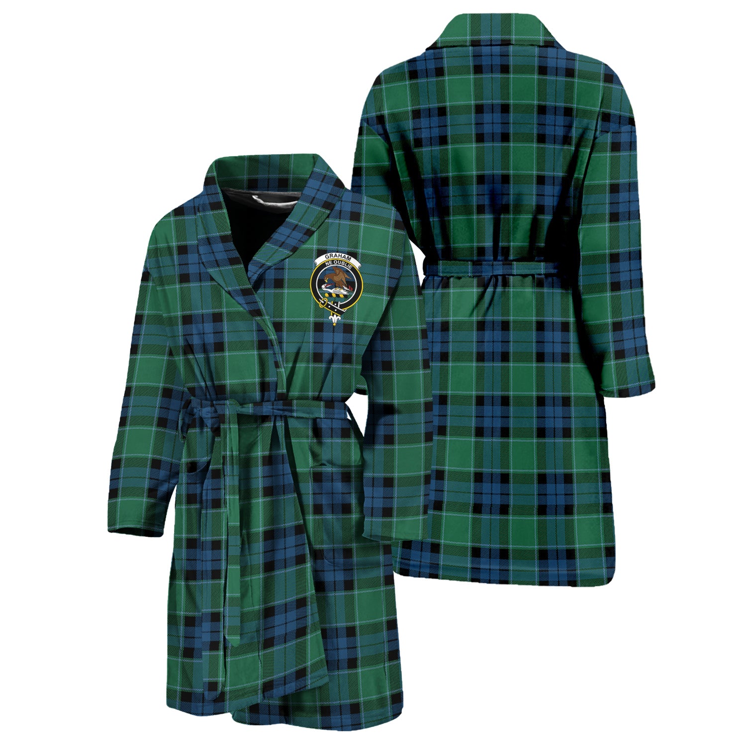 Graham of Menteith Ancient Tartan Bathrobe with Family Crest Unisex S - Tartan Vibes Clothing