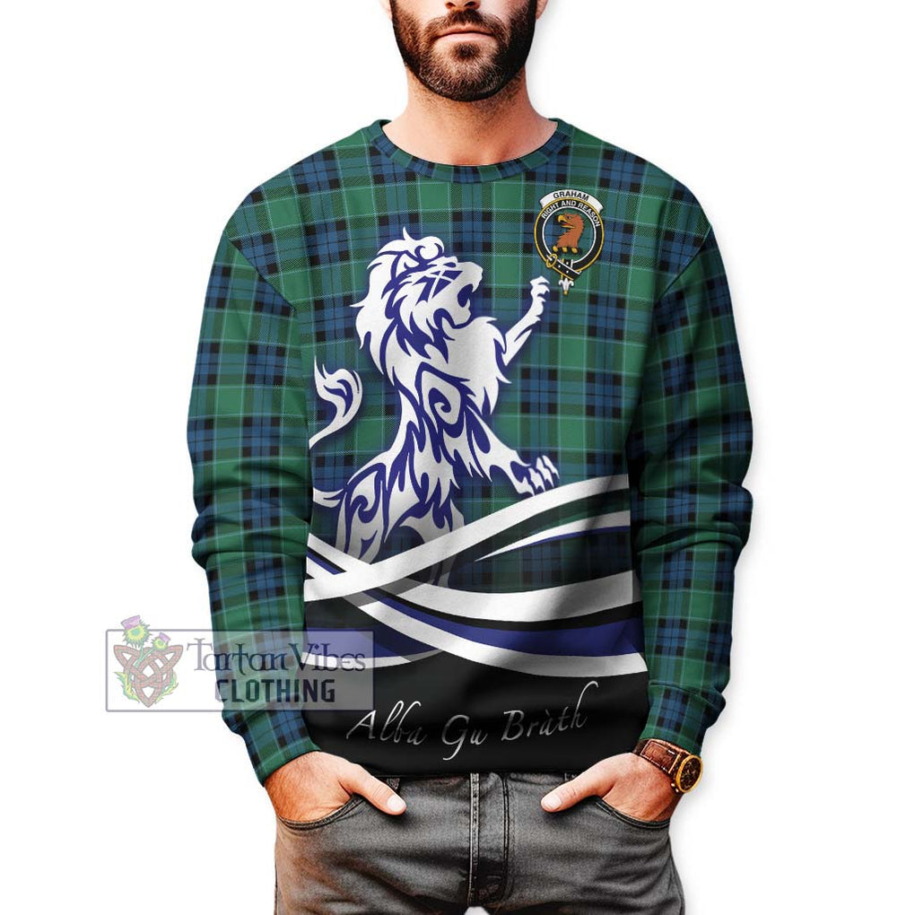 Graham of Menteith Ancient Tartan Sweatshirt with Alba Gu Brath Regal Lion Emblem Unisex - Tartanvibesclothing Shop