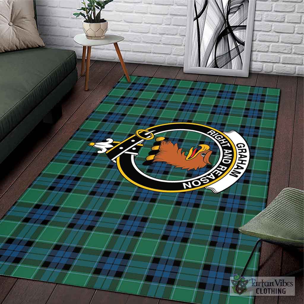 Tartan Vibes Clothing Graham of Menteith Ancient Tartan Area Rug with Family Crest