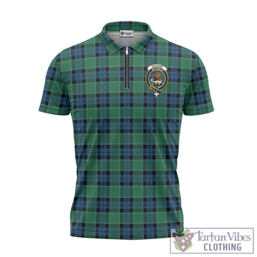 Graham of Menteith Ancient Tartan Zipper Polo Shirt with Family Crest