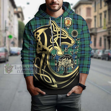 Graham of Menteith Ancient Tartan Hoodie with Family Crest Celtic Wolf Style