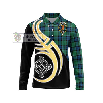 Graham of Menteith Ancient Tartan Long Sleeve Polo Shirt with Family Crest and Celtic Symbol Style