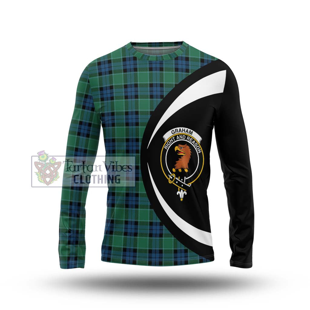 Graham of Menteith Ancient Tartan Long Sleeve T-Shirt with Family Crest Circle Style Unisex - Tartan Vibes Clothing