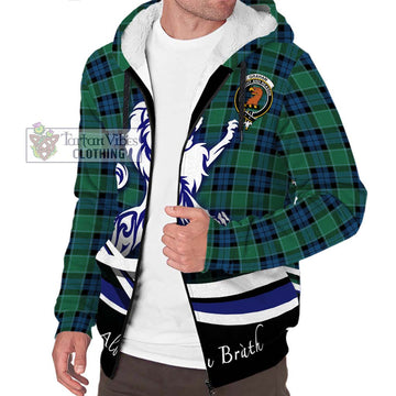 Graham of Menteith Ancient Tartan Sherpa Hoodie with Alba Gu Brath Regal Lion Emblem