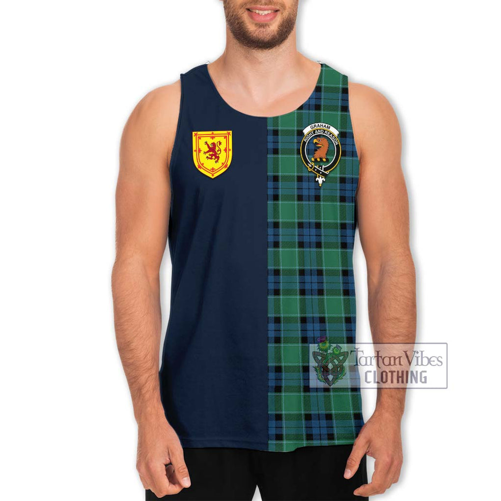 Tartan Vibes Clothing Graham of Menteith Ancient Tartan Men's Tank Top with Scottish Lion Royal Arm Half Style