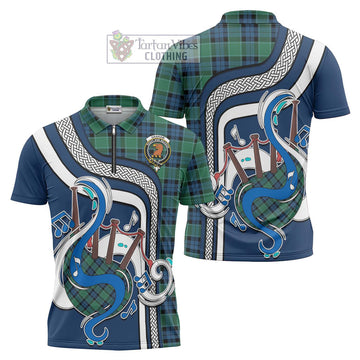 Graham of Menteith Ancient Tartan Zipper Polo Shirt with Epic Bagpipe Style