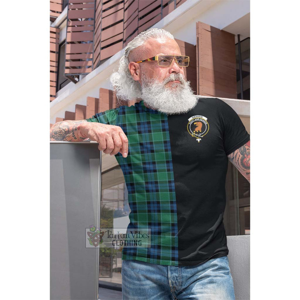 Tartan Vibes Clothing Graham of Menteith Ancient Tartan Cotton T-shirt with Family Crest and Half Of Me Style