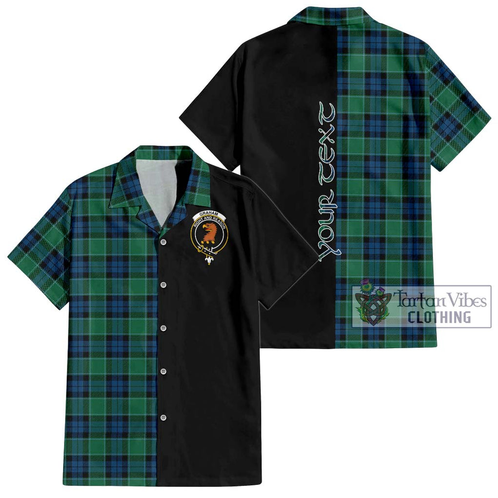 Graham of Menteith Ancient Tartan Short Sleeve Button Shirt with Family Crest and Half Of Me Style Kid - Tartanvibesclothing Shop