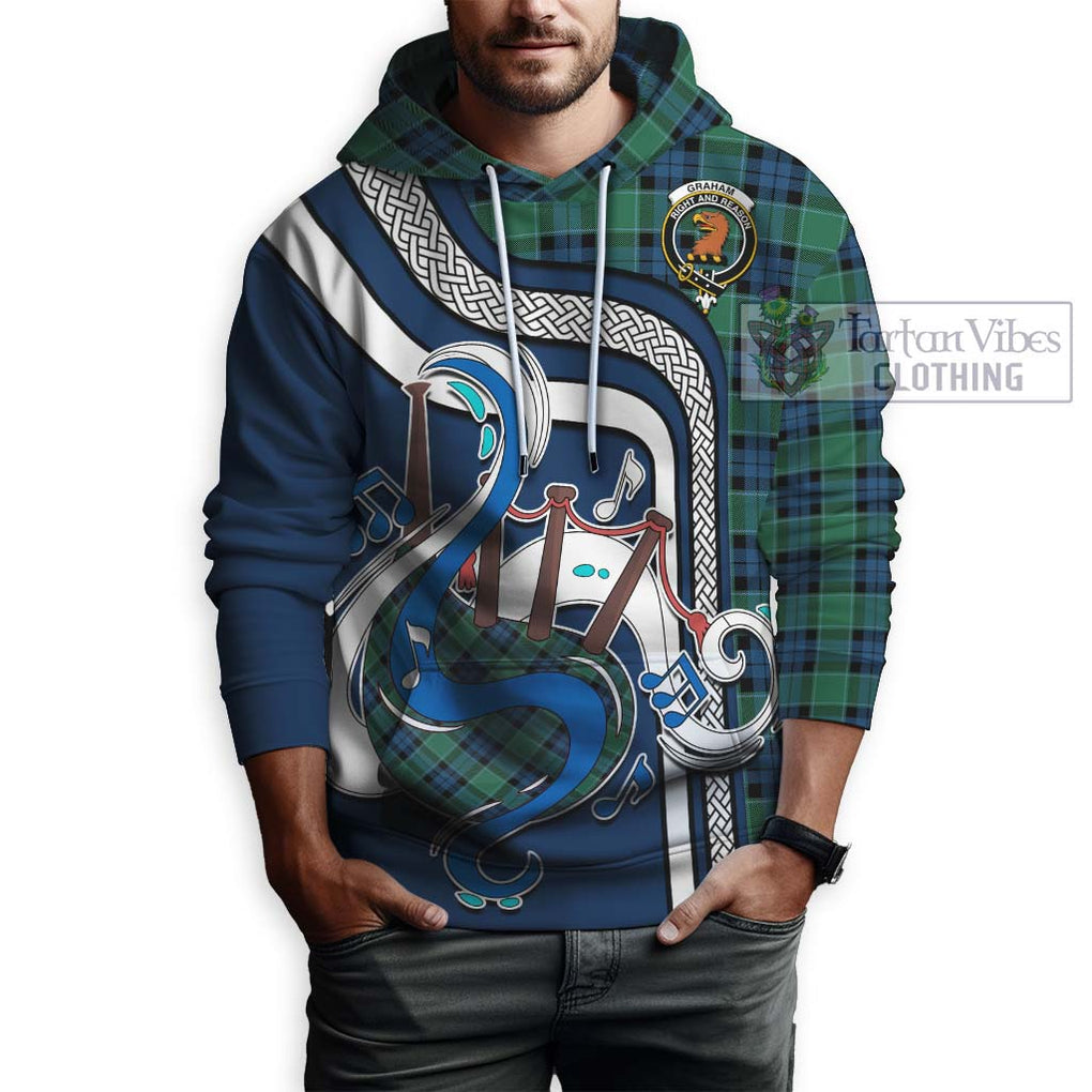 Graham of Menteith Ancient Tartan Hoodie with Epic Bagpipe Style Zip Hoodie - Tartanvibesclothing Shop