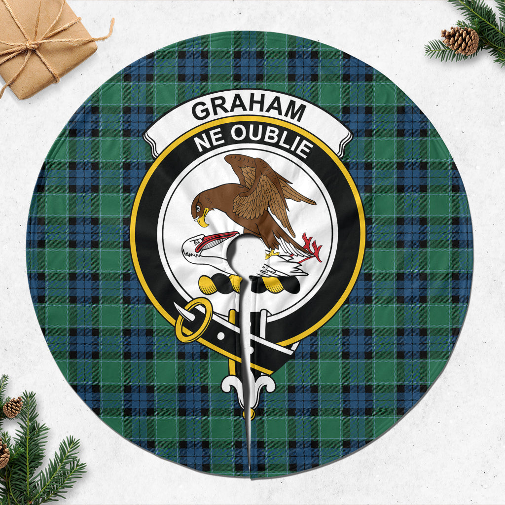 Graham of Menteith Ancient Tartan Christmas Tree Skirt with Family Crest - Tartanvibesclothing