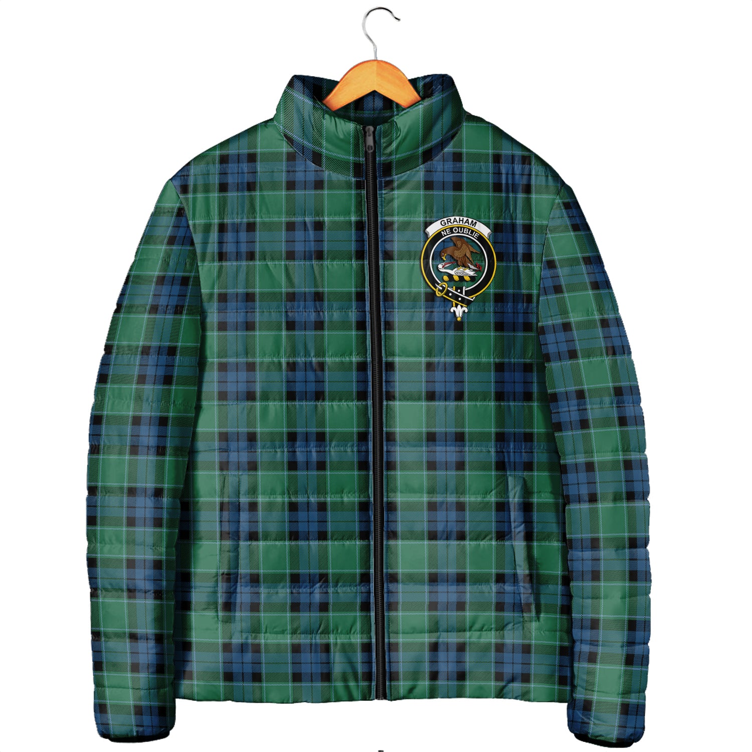 Graham of Menteith Ancient Tartan Padded Jacket with Family Crest Men's Padded Jacket - Tartan Vibes Clothing