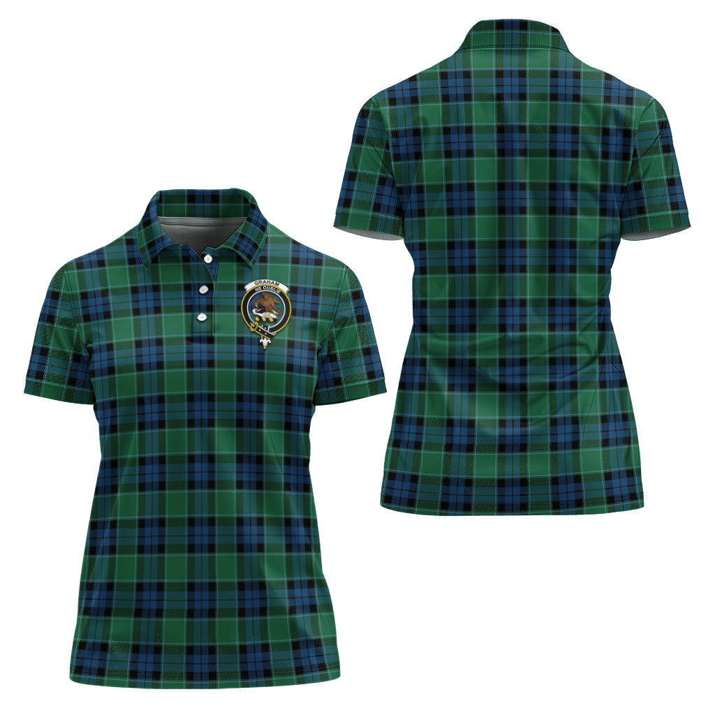 Graham of Menteith Ancient Tartan Polo Shirt with Family Crest For Women Women - Tartan Vibes Clothing