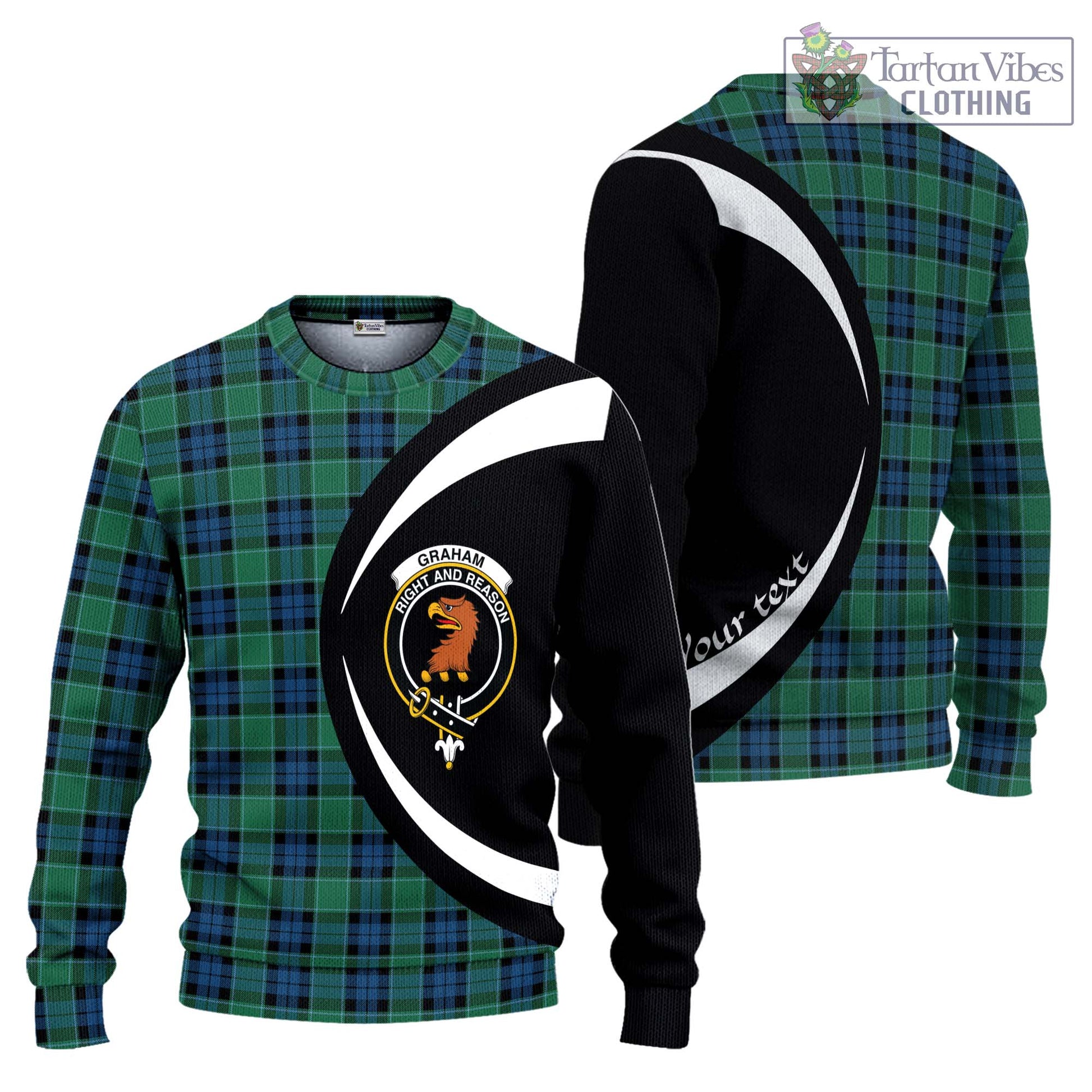 Graham of Menteith Ancient Tartan Ugly Sweater with Family Crest Circle Style Unisex - Tartan Vibes Clothing