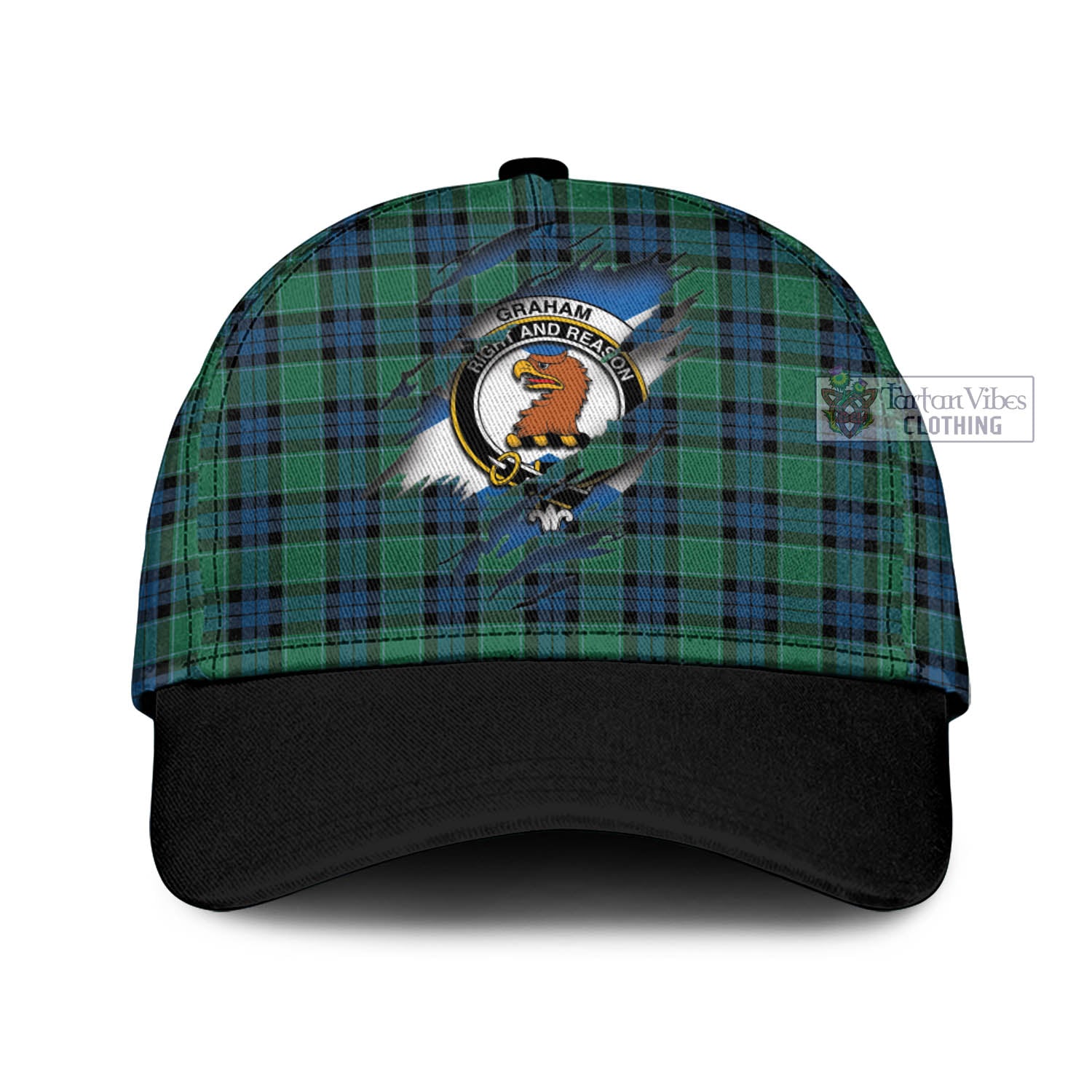 Tartan Vibes Clothing Graham of Menteith Ancient Tartan Classic Cap with Family Crest In Me Style