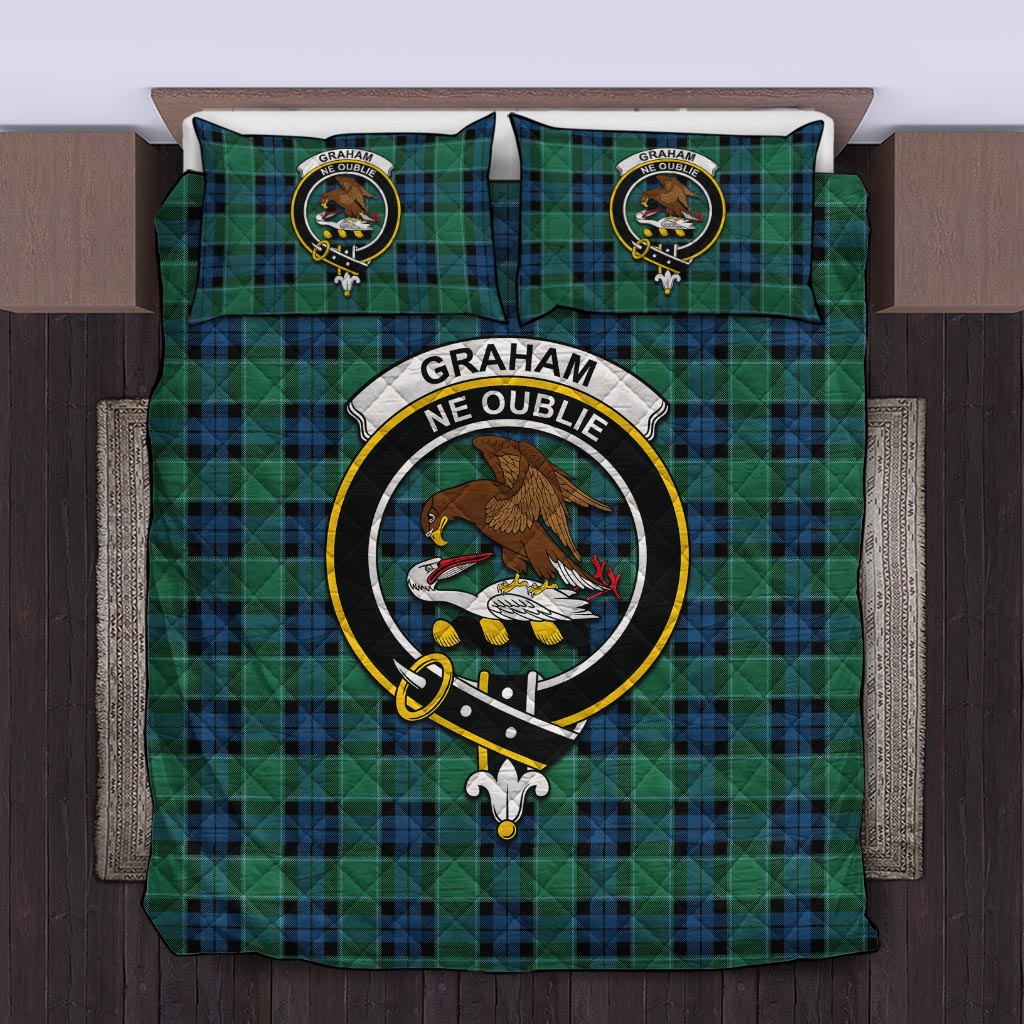 Graham of Menteith Ancient Tartan Quilt Bed Set with Family Crest Twin - Tartan Vibes Clothing