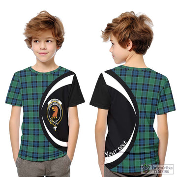 Graham of Menteith Ancient Tartan Kid T-Shirt with Family Crest Circle Style