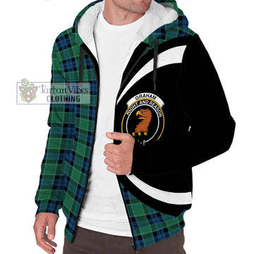 Graham of Menteith Ancient Tartan Sherpa Hoodie with Family Crest Circle Style