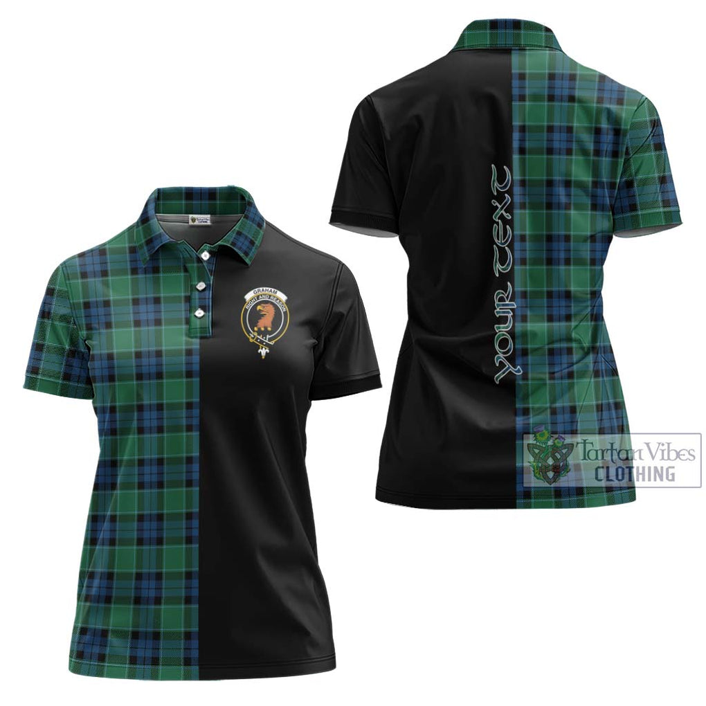 Graham of Menteith Ancient Tartan Women's Polo Shirt with Family Crest and Half Of Me Style Women - Tartanvibesclothing Shop