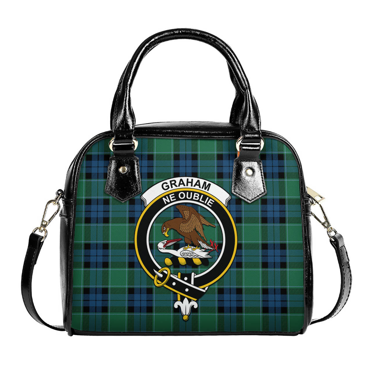 Graham of Menteith Ancient Tartan Shoulder Handbags with Family Crest One Size 6*25*22 cm - Tartanvibesclothing