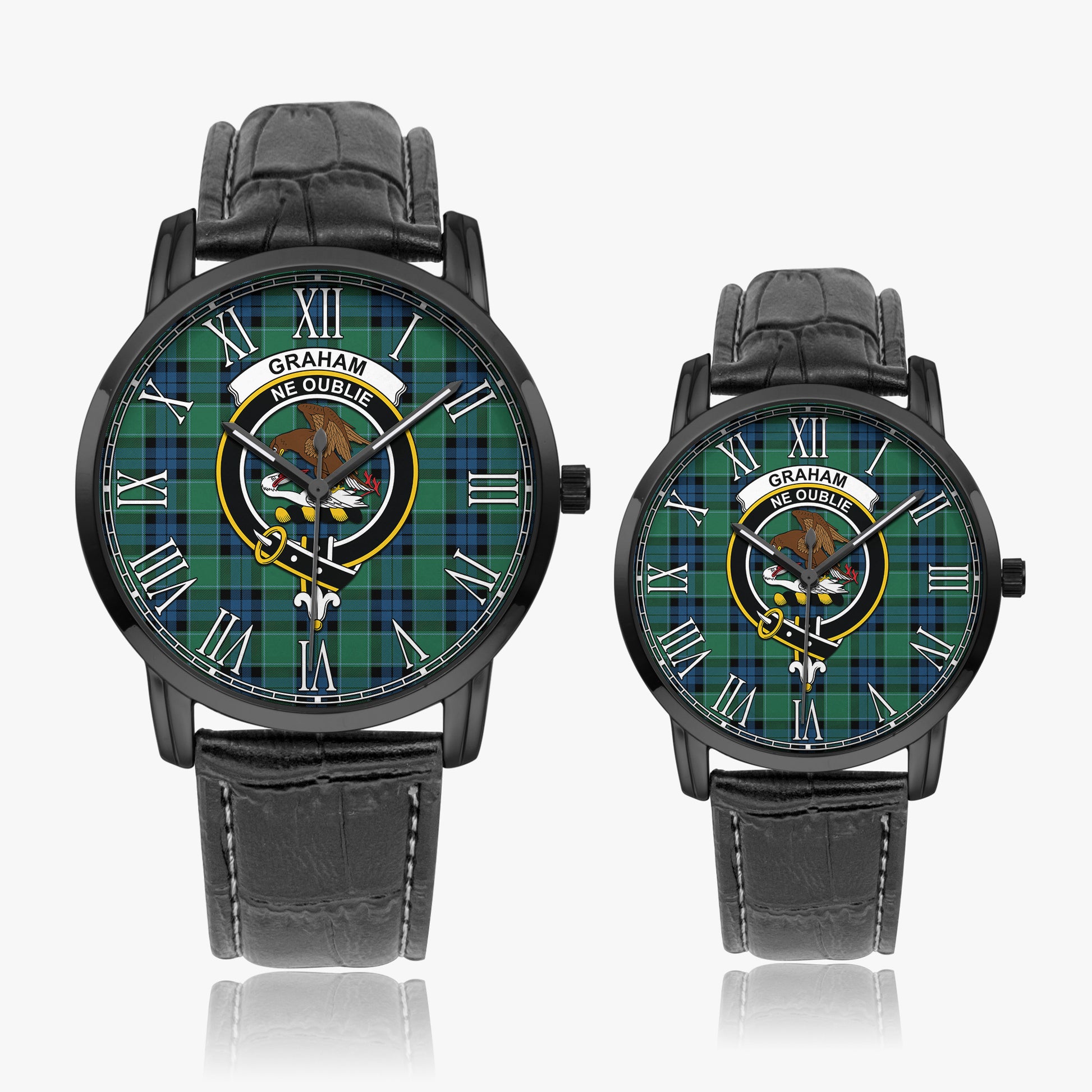 Graham of Menteith Ancient Tartan Family Crest Leather Strap Quartz Watch - Tartanvibesclothing