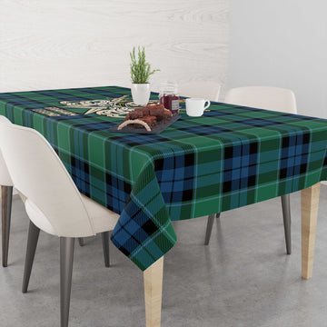 Graham of Menteith Ancient Tartan Tablecloth with Clan Crest and the Golden Sword of Courageous Legacy