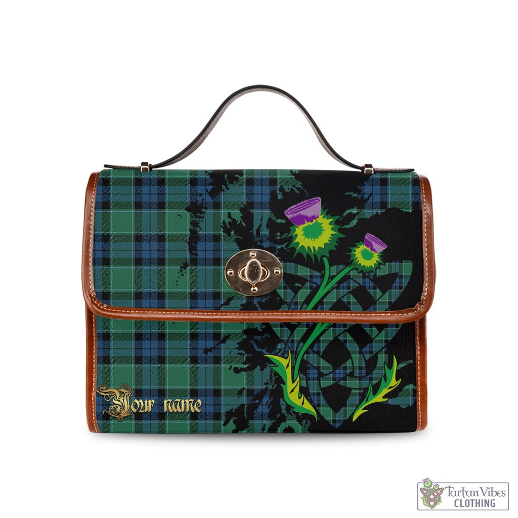 Tartan Vibes Clothing Graham of Menteith Ancient Tartan Waterproof Canvas Bag with Scotland Map and Thistle Celtic Accents