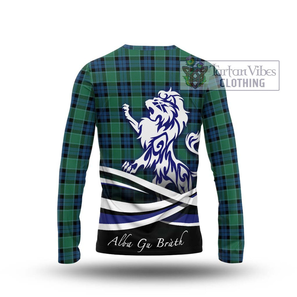 Graham of Menteith Ancient Tartan Long Sleeve T-Shirt with Alba Gu Brath Regal Lion Emblem - Tartanvibesclothing Shop