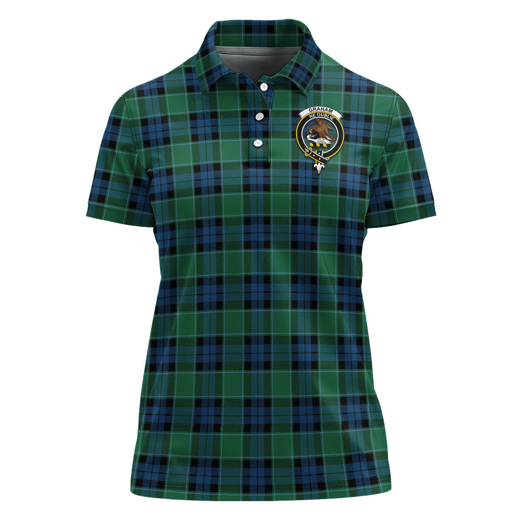 Graham of Menteith Ancient Tartan Polo Shirt with Family Crest For Women - Tartan Vibes Clothing