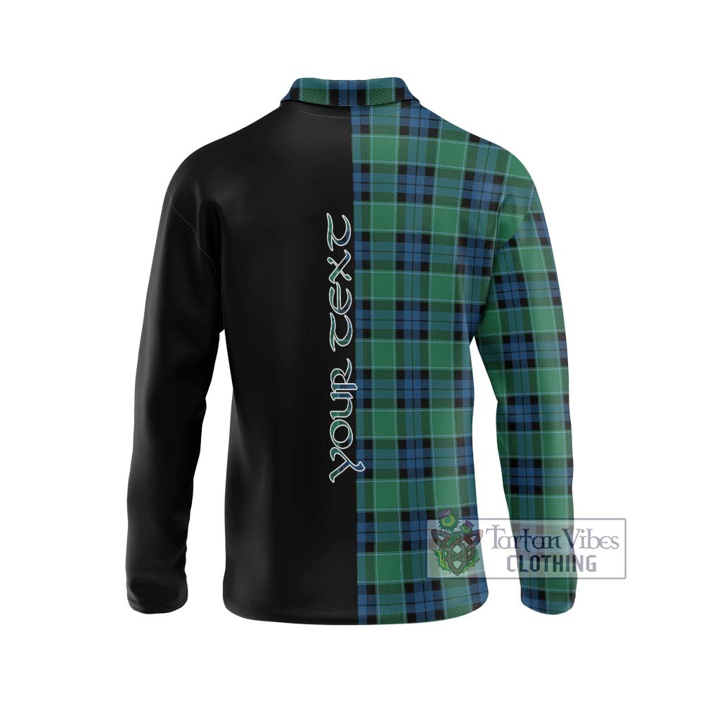 Graham of Menteith Ancient Tartan Long Sleeve Polo Shirt with Family Crest and Half Of Me Style - Tartanvibesclothing Shop