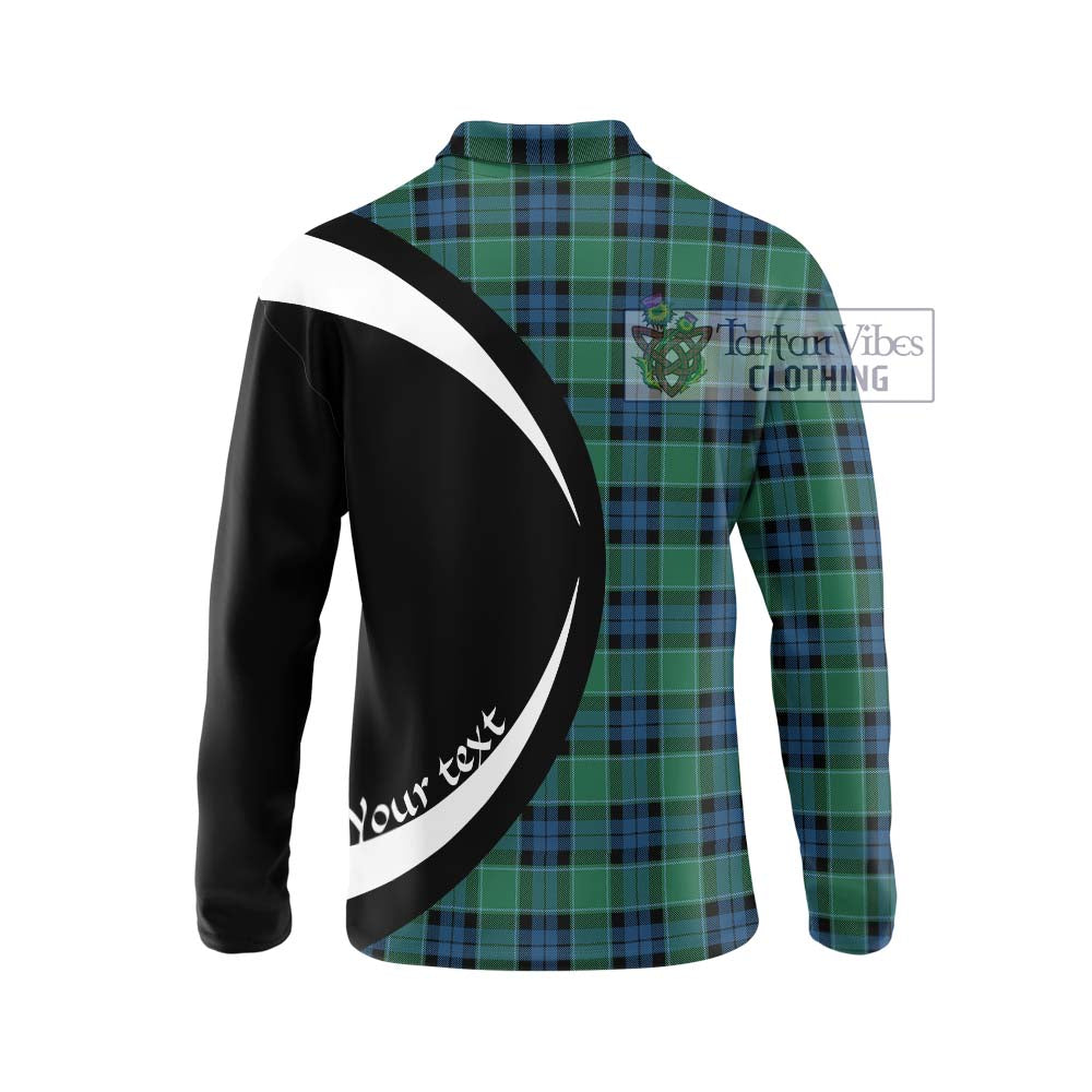 Graham of Menteith Ancient Tartan Long Sleeve Polo Shirt with Family Crest Circle Style - Tartan Vibes Clothing