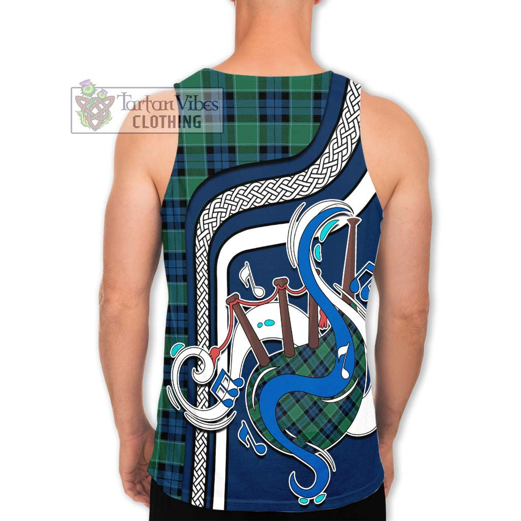 Graham of Menteith Ancient Tartan Men's Tank Top with Epic Bagpipe Style - Tartanvibesclothing Shop