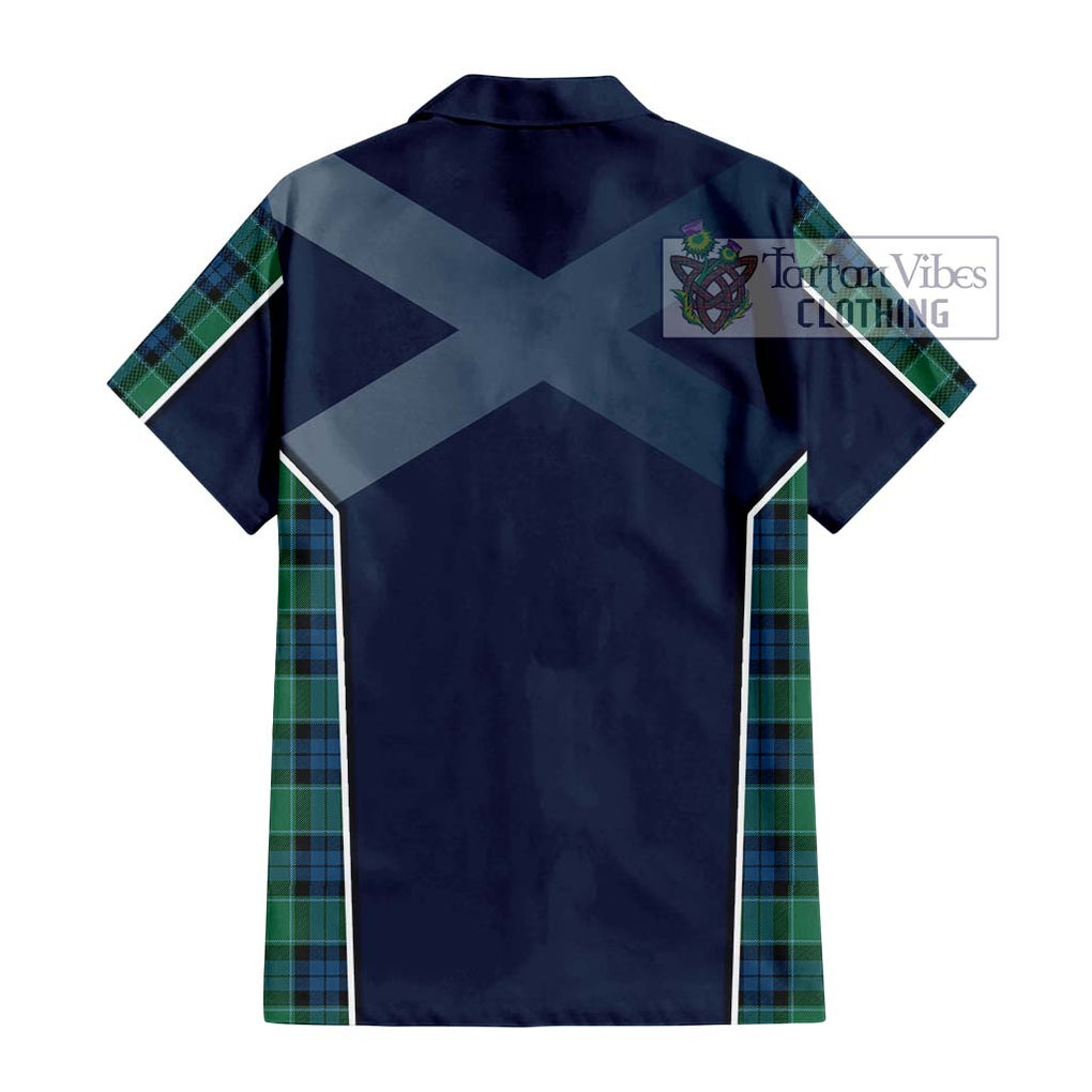 Graham of Menteith Ancient Tartan Short Sleeve Button Shirt with Family Crest and Lion Rampant Vibes Sport Style - Tartan Vibes Clothing