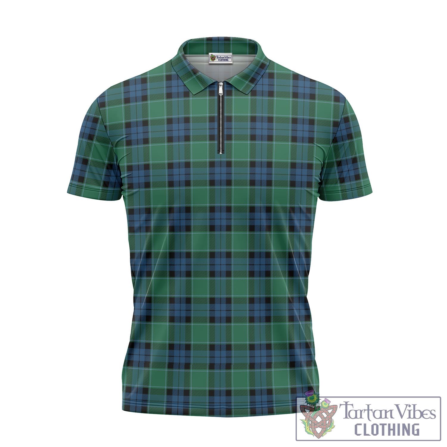 Tartan Vibes Clothing Graham of Menteith Ancient Tartan Zipper Polo Shirt