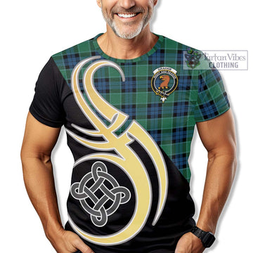 Graham of Menteith Ancient Tartan T-Shirt with Family Crest and Celtic Symbol Style