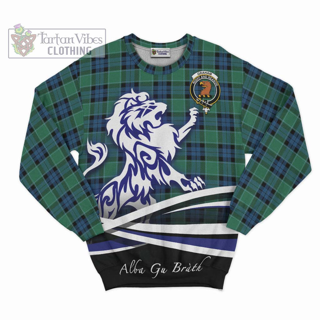 Graham of Menteith Ancient Tartan Sweatshirt with Alba Gu Brath Regal Lion Emblem - Tartanvibesclothing Shop