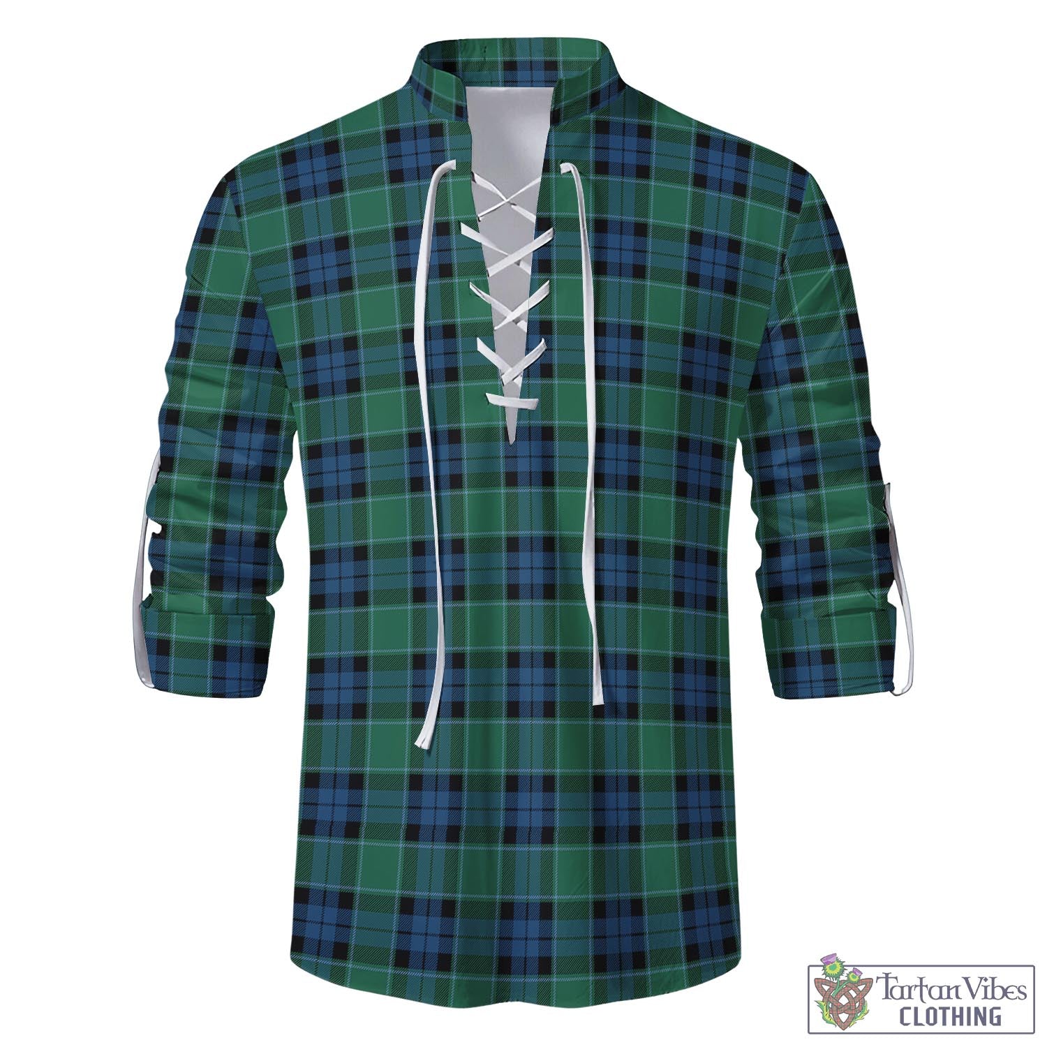 Tartan Vibes Clothing Graham of Menteith Ancient Tartan Men's Scottish Traditional Jacobite Ghillie Kilt Shirt