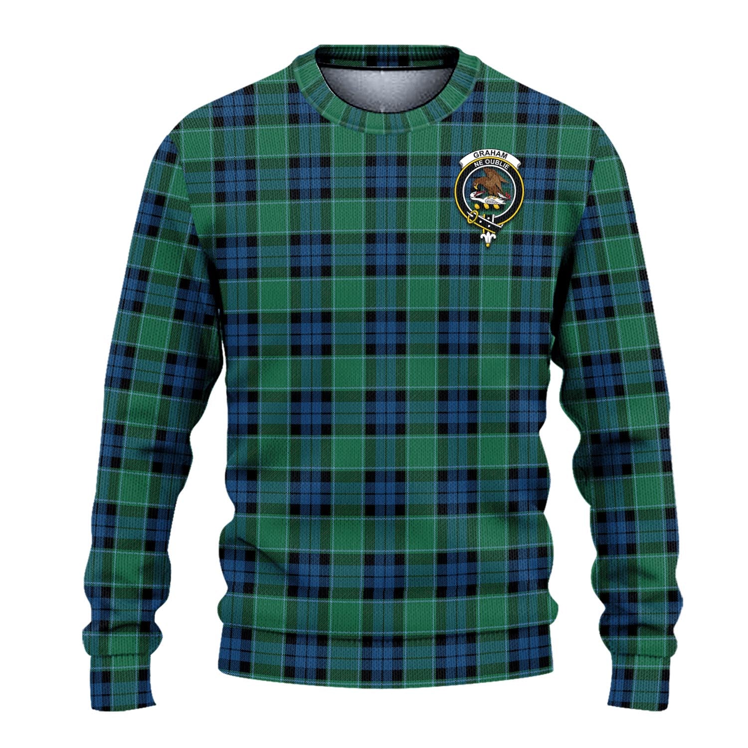 Graham of Menteith Ancient Tartan Knitted Sweater with Family Crest - Tartanvibesclothing