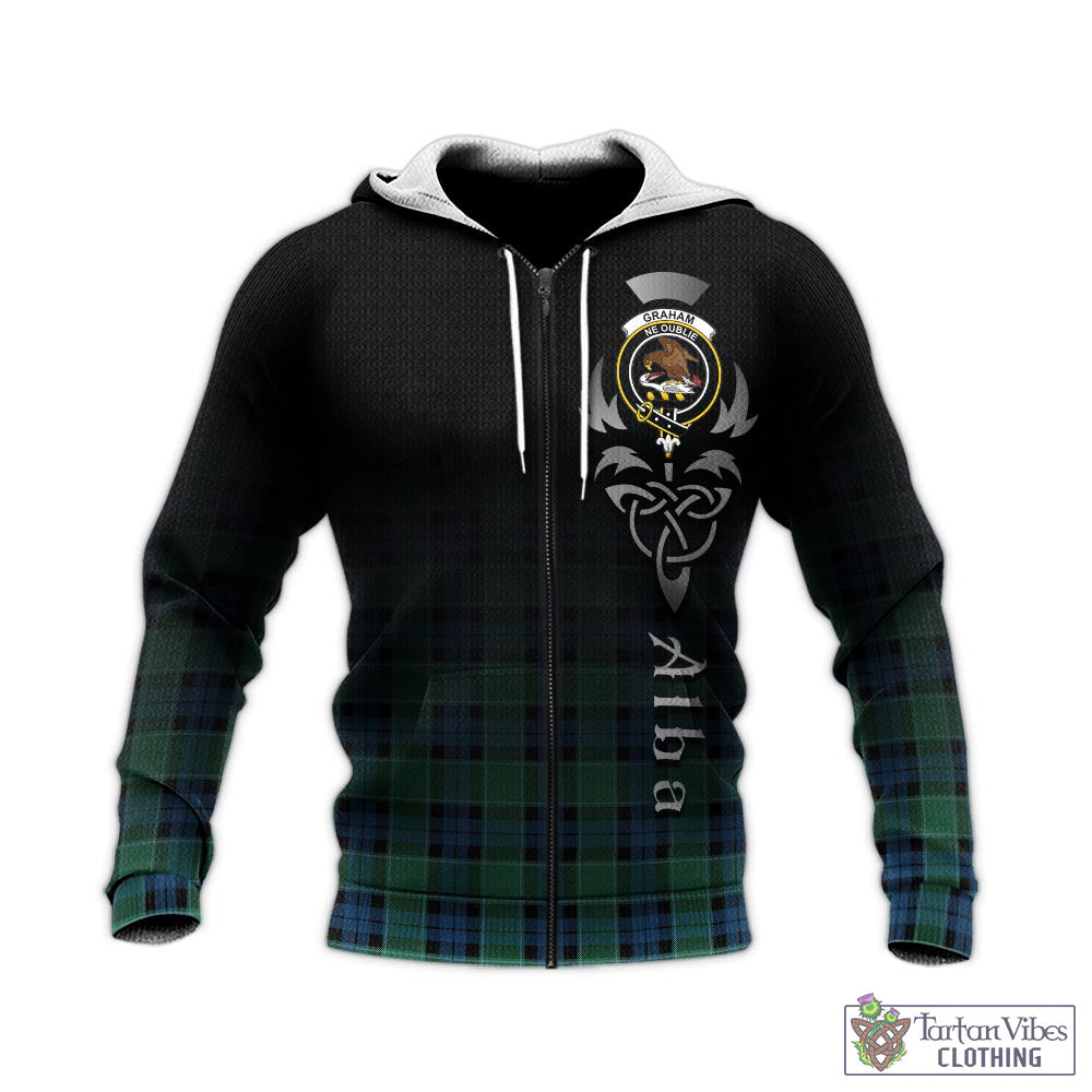 Tartan Vibes Clothing Graham of Menteith Ancient Tartan Knitted Hoodie Featuring Alba Gu Brath Family Crest Celtic Inspired