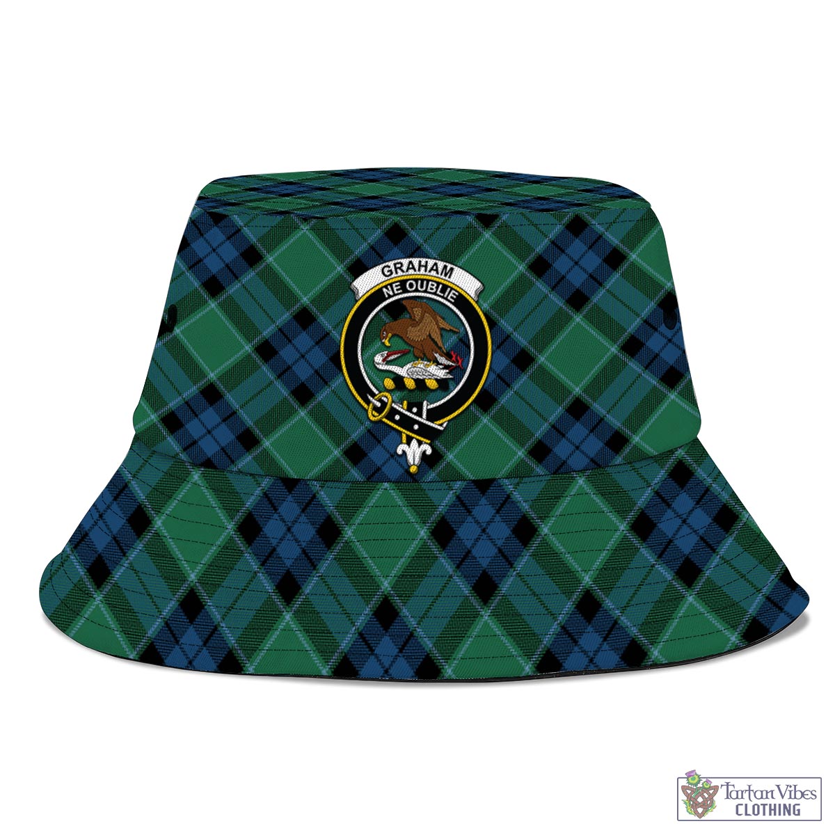 Tartan Vibes Clothing Graham of Menteith Ancient Tartan Bucket Hat with Family Crest