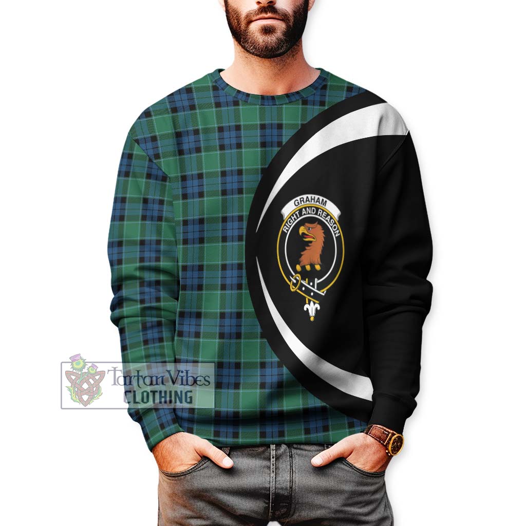 Graham of Menteith Ancient Tartan Sweatshirt with Family Crest Circle Style - Tartan Vibes Clothing