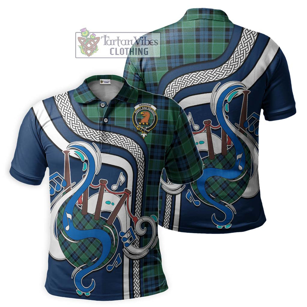 Tartan Vibes Clothing Graham of Menteith Ancient Tartan Polo Shirt with Epic Bagpipe Style