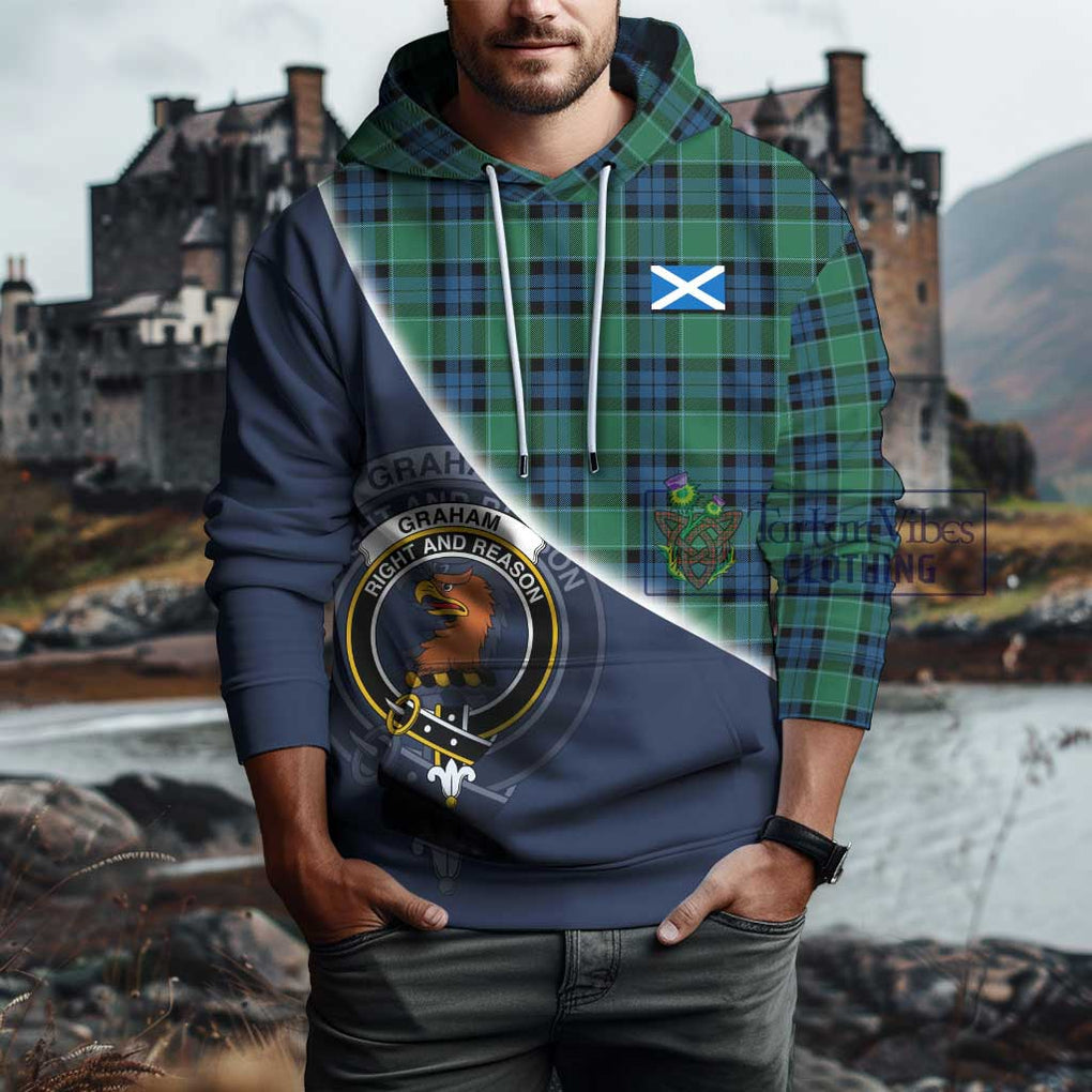 Graham of Menteith Ancient Tartan Hoodie with Personalised National Flag and Family Crest Half Style - Tartanvibesclothing Shop