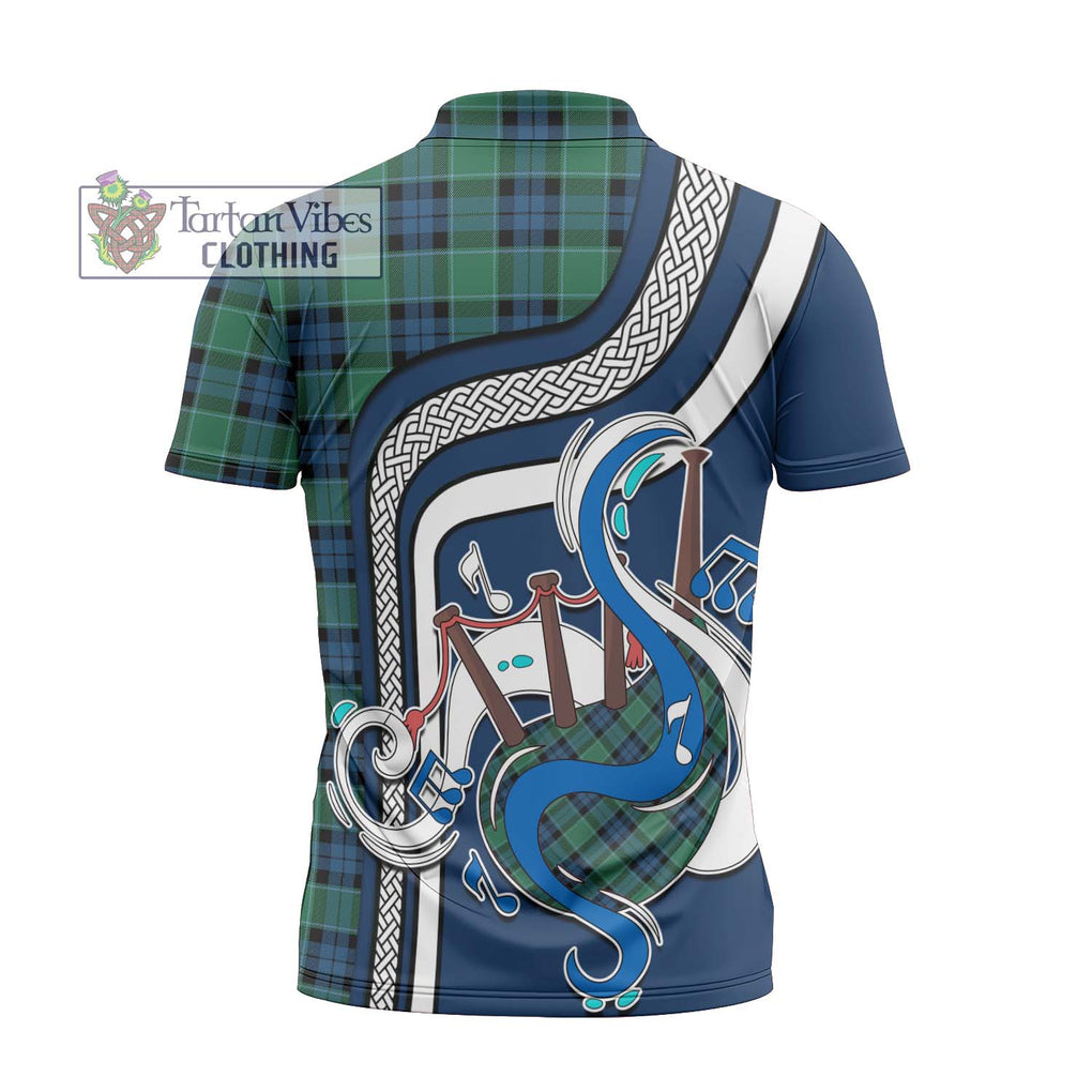 Graham of Menteith Ancient Tartan Zipper Polo Shirt with Epic Bagpipe Style - Tartanvibesclothing Shop