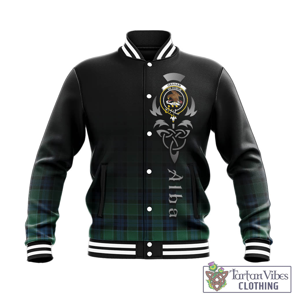 Tartan Vibes Clothing Graham of Menteith Ancient Tartan Baseball Jacket Featuring Alba Gu Brath Family Crest Celtic Inspired