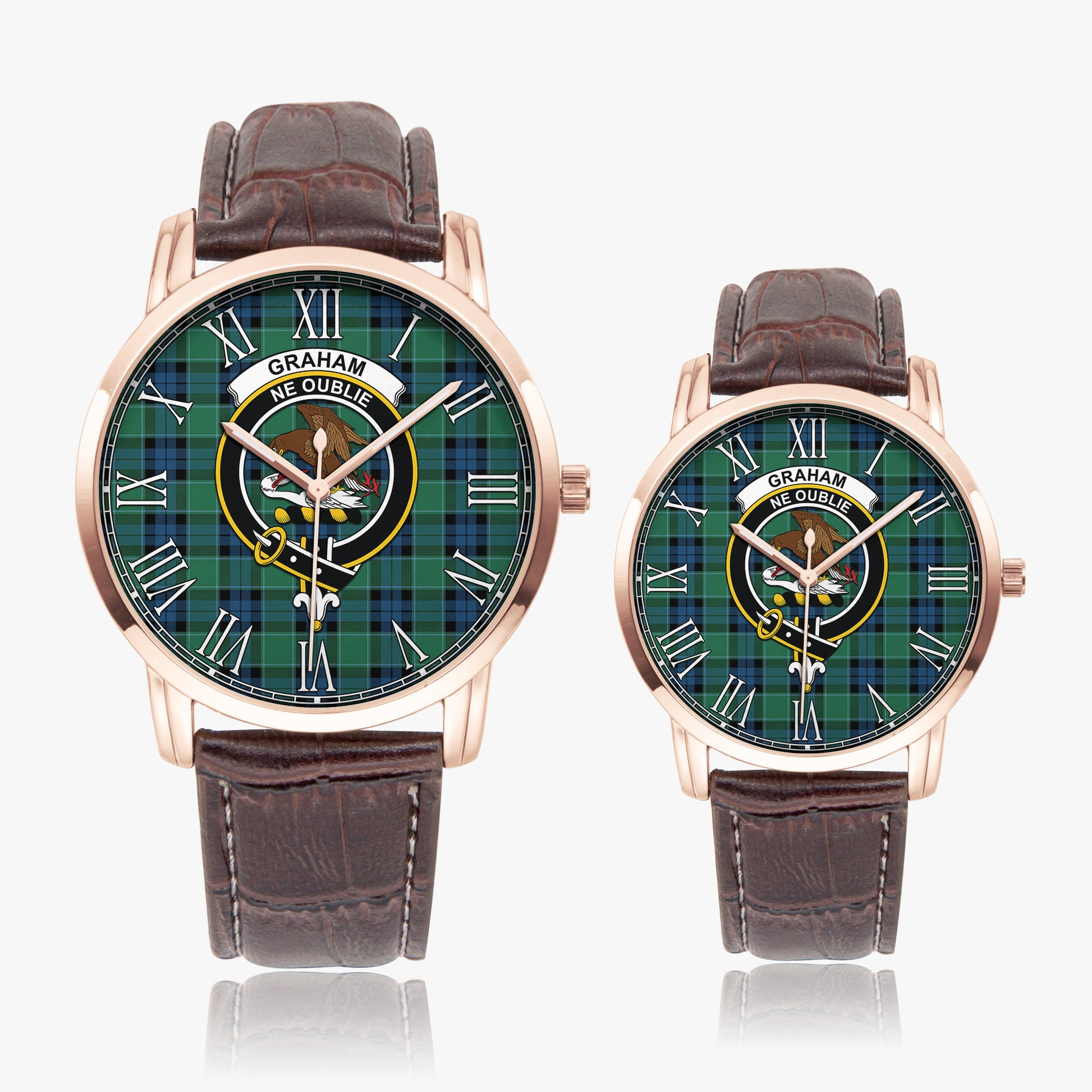 Graham of Menteith Ancient Tartan Family Crest Leather Strap Quartz Watch - Tartanvibesclothing