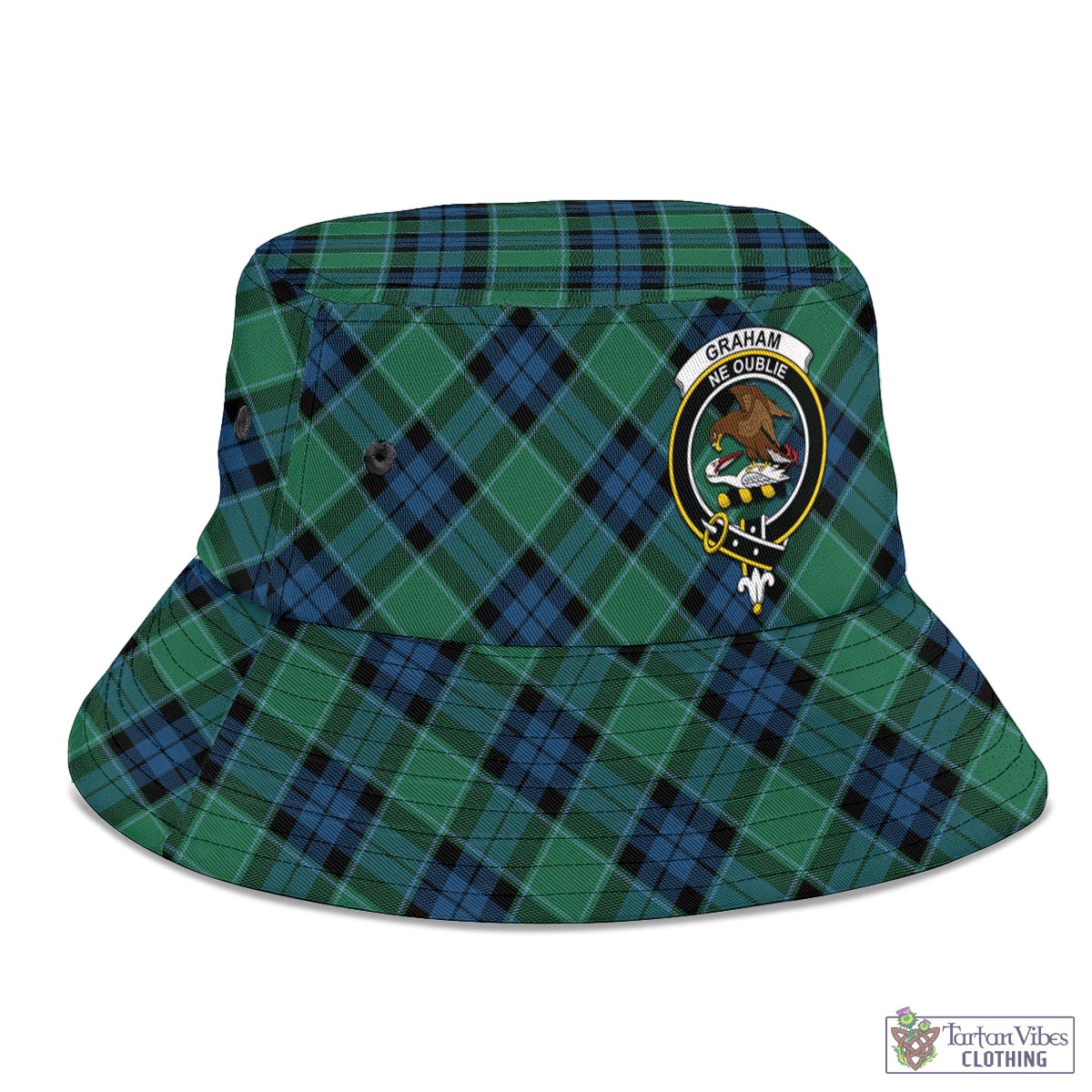 Tartan Vibes Clothing Graham of Menteith Ancient Tartan Bucket Hat with Family Crest