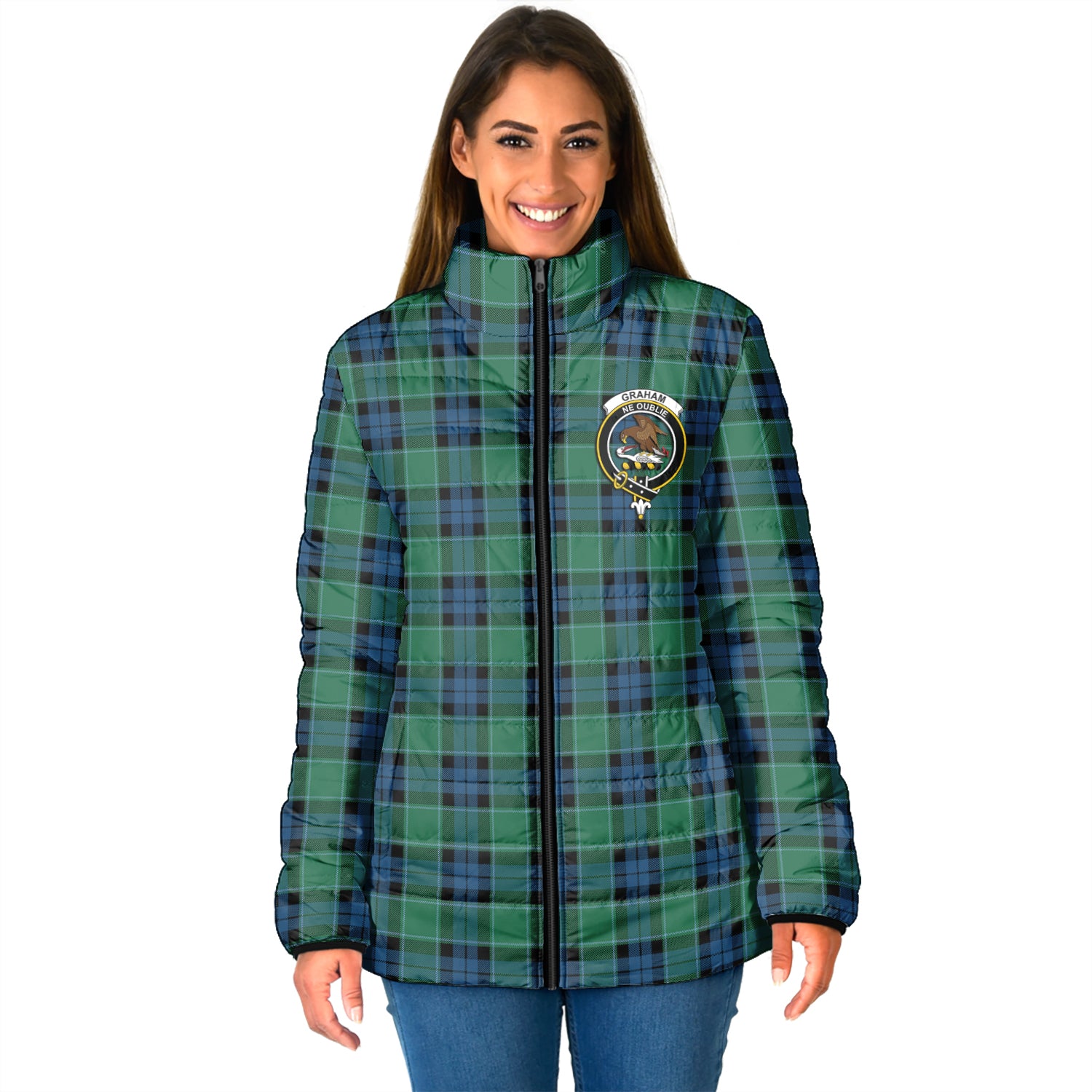 Graham of Menteith Ancient Tartan Padded Jacket with Family Crest - Tartan Vibes Clothing