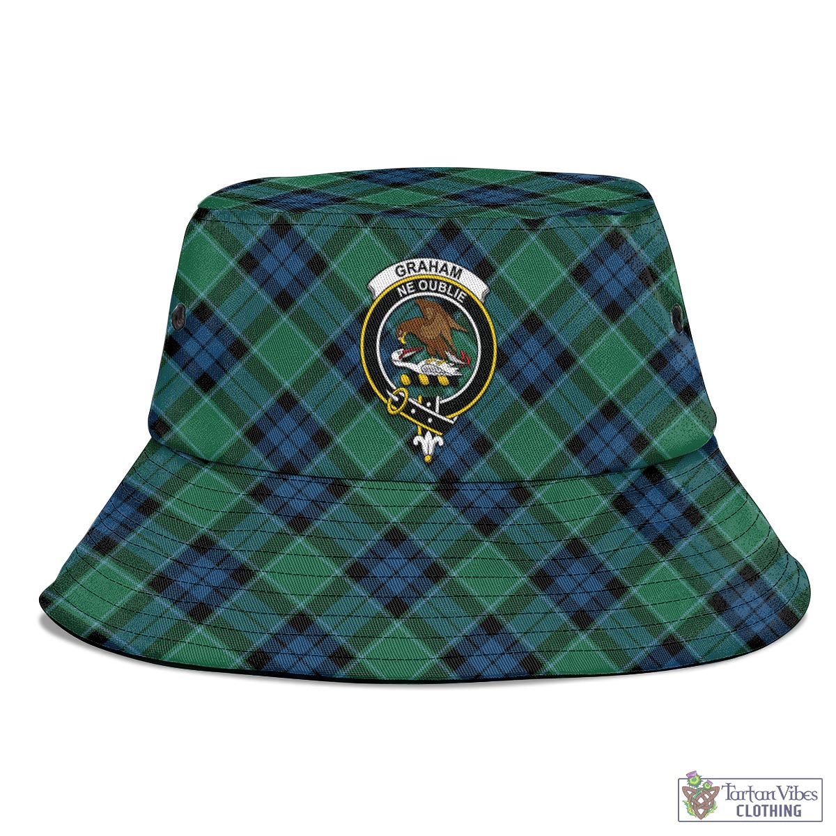 Tartan Vibes Clothing Graham of Menteith Ancient Tartan Bucket Hat with Family Crest