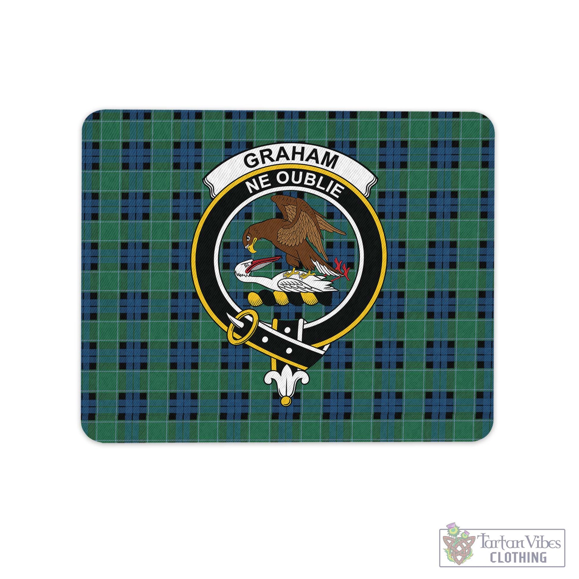 Tartan Vibes Clothing Graham of Menteith Ancient Tartan Mouse Pad with Family Crest