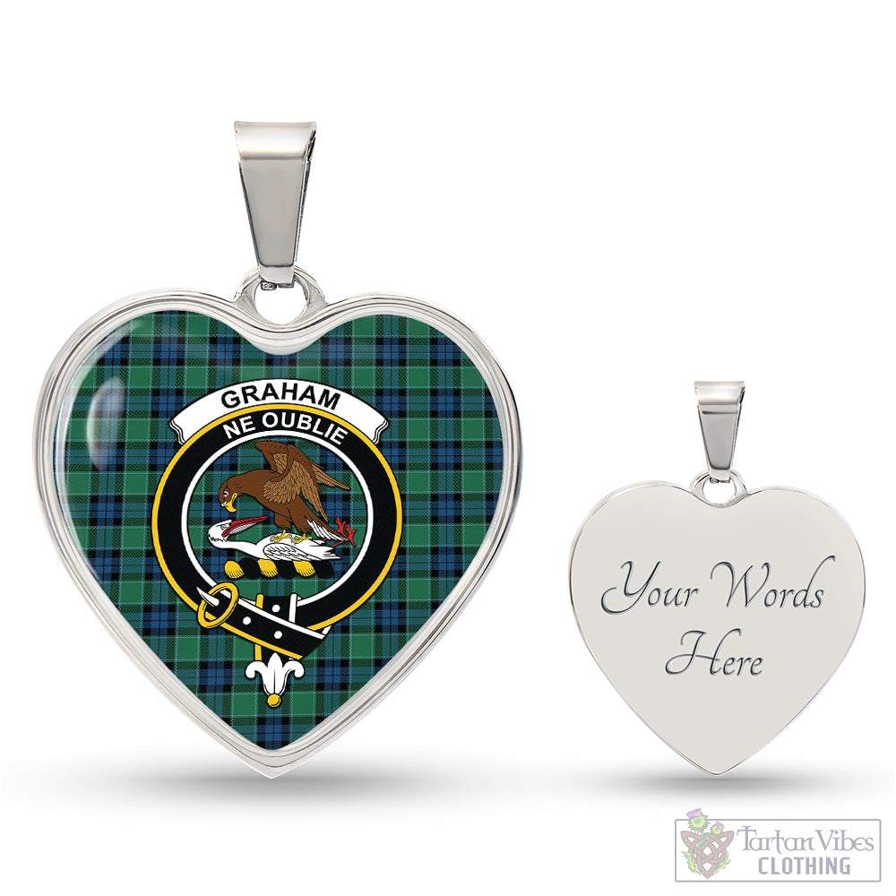 Tartan Vibes Clothing Graham of Menteith Ancient Tartan Heart Necklace with Family Crest